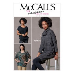 7979 MCCALLS STRETCH PULLOVER SHORT - LONG SLEEVE TOP, TUNIC PATTERN 8-16 NEW